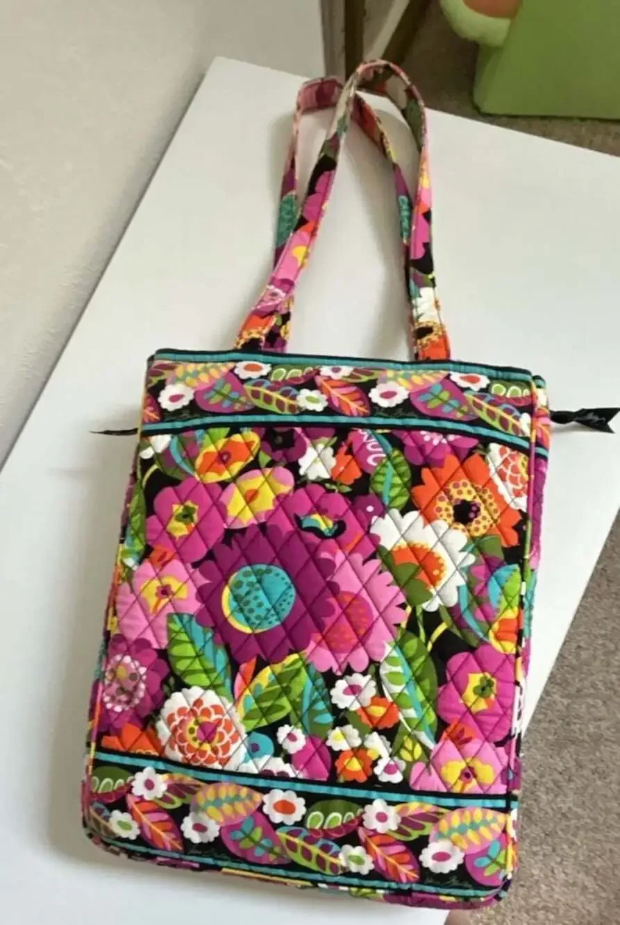 Vera Bradley Quilted Va Va Bloom Pattern Laptop Tote Bag